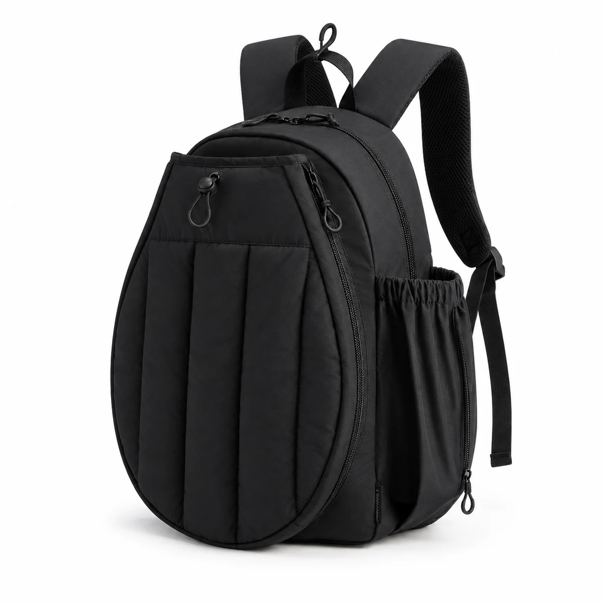 Quilted Racket Backpack with Shoe Compartment — Black