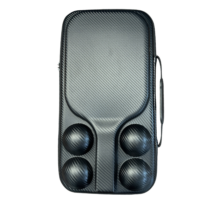Molded Pickleball Paddle & Ball Carry Case — Carbon-pattern Black