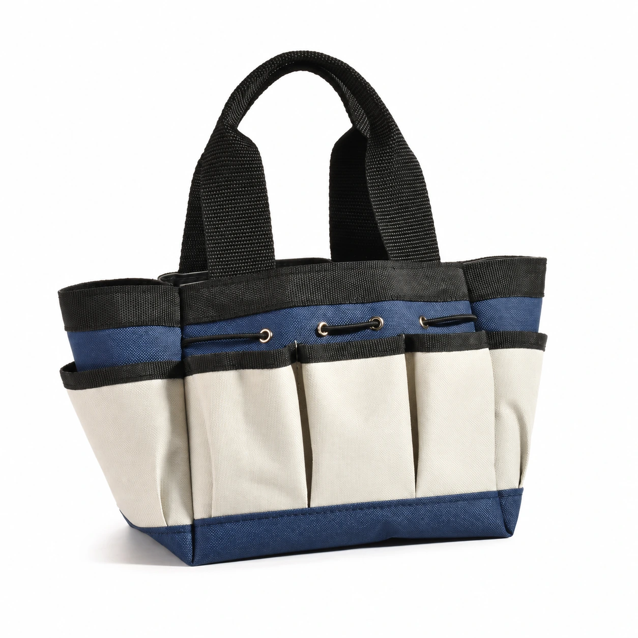 Large Garden & Craft Tote with Tool Pockets — Navy / Cream — Large