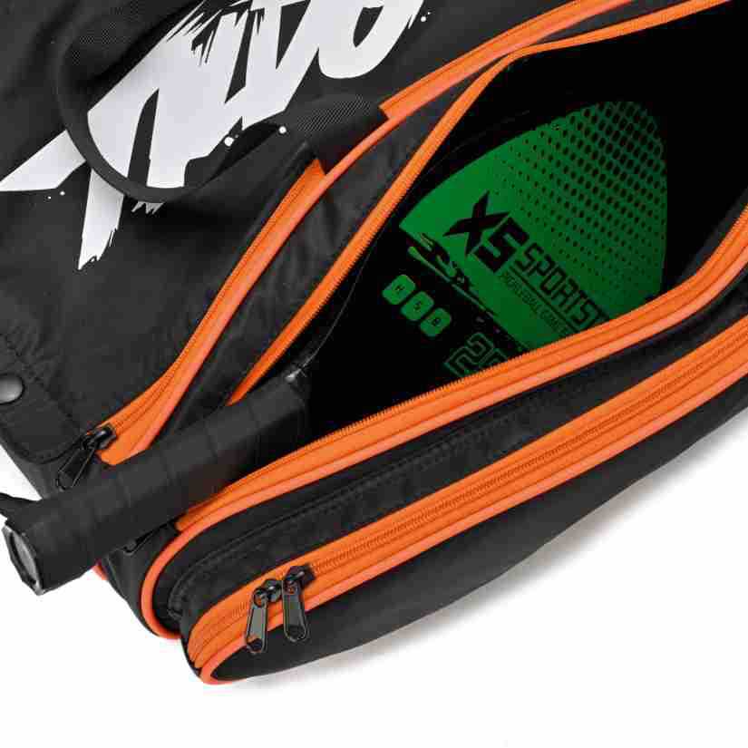 Black / Orange sample — racket storage; equipment not included